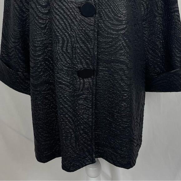 JM Collection Black Metallic Animal Print Party Maximalist Jacket NWOT Size L - Picture 4 of 12